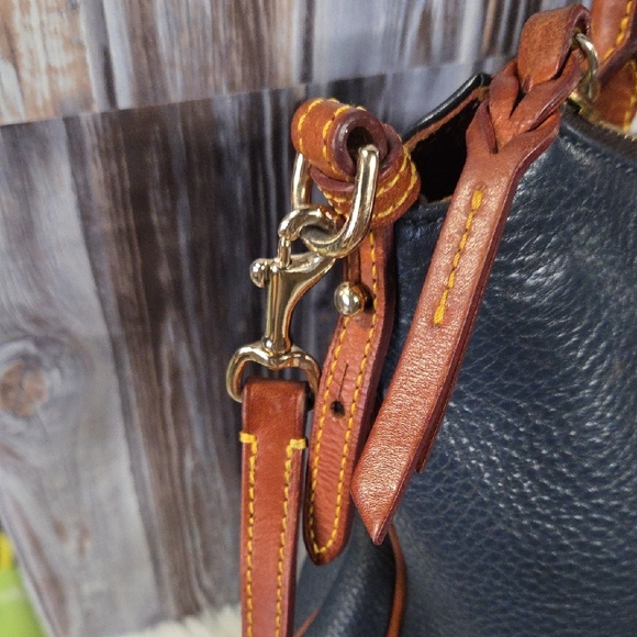 Dooney & Bourke Blue and Tan Pebbled Leather Shoulder Bag - Picture 6 of 15